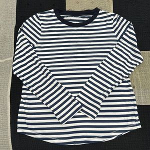 COS navy and white striped long tee